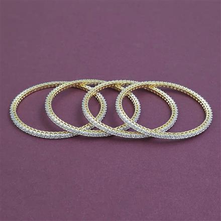 American Diamond 4 Pc Classic Bangles with 2 Tone Plating