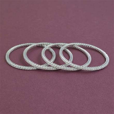 American Diamond 4 Pc Classic Bangles with Rhodium Plating
