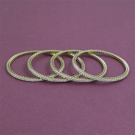 American Diamond 4 Pc Classic Bangles with Mehndi Plating