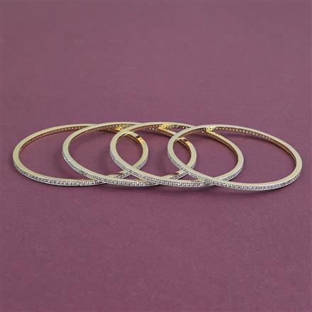 American Diamond 4 Pc Classic Bangles with 2 Tone Plating