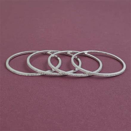 American Diamond 4 Pc Classic Bangles with Rhodium Plating