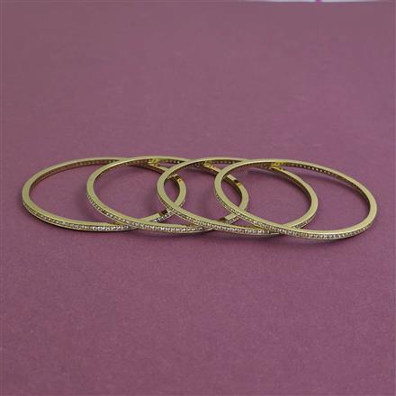 American Diamond 4 Pc Classic Bangles with Mehndi Plating
