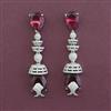 American Diamond Long Earring with Rhodium Plating
