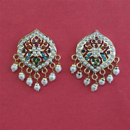American Diamond Pearl Earring with Gold Plating