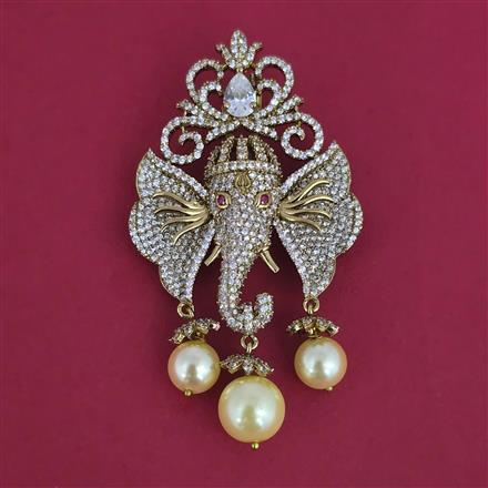 American Diamond Temple Brooch with Mehndi Plating