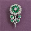 American Diamond Floral Brooch with Mehndi Plating