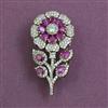 American Diamond Floral Brooch with Mehndi Plating