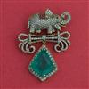 American Diamond Classic Brooch with Mehndi Plating
