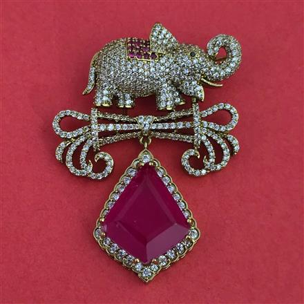 American Diamond Classic Brooch with Mehndi Plating