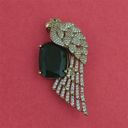 American Diamond Birds Brooch with Mehndi Plating