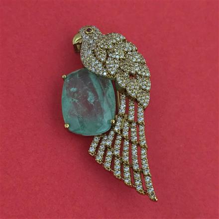 American Diamond Birds Brooch with Mehndi Plating