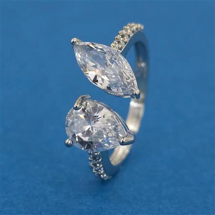 American Diamond Adjustable Ring With Rhodium Plating