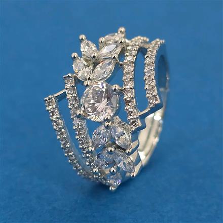 American Diamond Adjustable Ring With Rhodium Plating