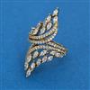 American Diamond Adjustable Ring With Mehndi Plating Rhodium Plating