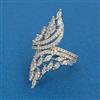 American Diamond Adjustable Ring With Mehndi Plating Rhodium Plating