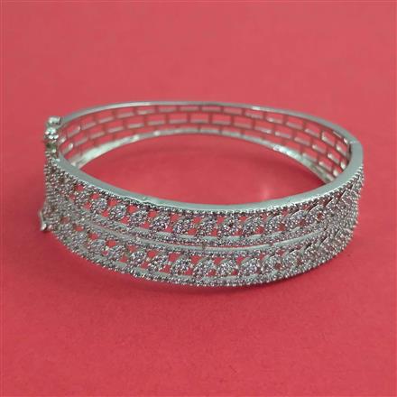 American Diamond Openable kada with Rhodium Plating