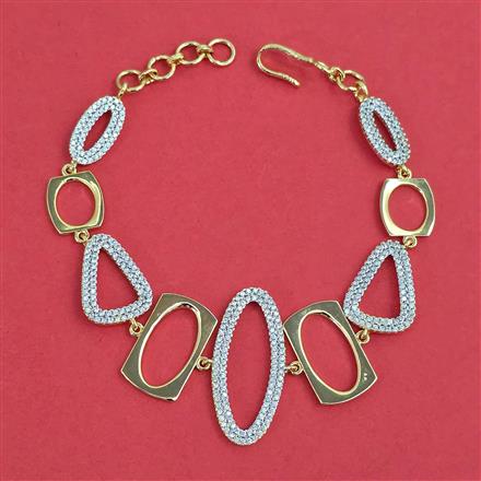 American Diamond Adjustable Bracelet with Rhodium Plating 2 Tone Plating