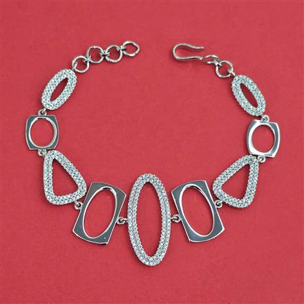 American Diamond Adjustable Bracelet with Rhodium Plating 2 Tone Plating