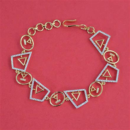 American Diamond Adjustable Bracelet with Rhodium Plating 2 Tone Plating