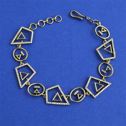 American Diamond Adjustable Bracelet with Rhodium Plating 2 Tone Plating Mehndi Plating