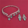 American Diamond Hasli Necklace with Rhodium Plating
