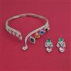 American Diamond Hasli Necklace with Rhodium Plating