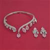 American Diamond Hasli Necklace with Rhodium Plating