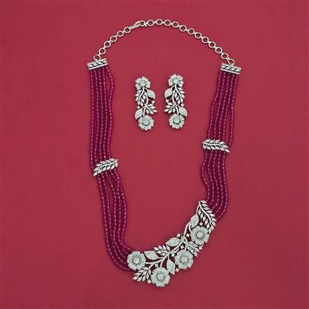 American Diamond Classic Necklace with Rhodium Plating