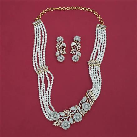 American Diamond Choker Necklace with Rhodium Plating