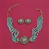 American Diamond Choker Necklace with Mehndi Plating