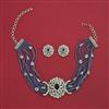 American Diamond Choker Necklace with Rhodium Plating