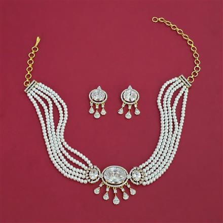 American Diamond Choker Necklace with 2 Tone Plating