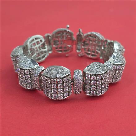 American Diamond Openable Bracelet with Rhodium Plating 2 Tone Plating