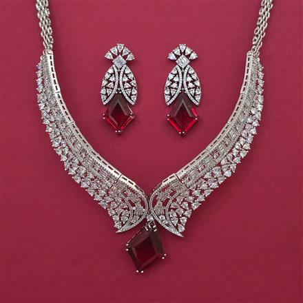 American Diamond Choker Necklace with Rhodium Plating