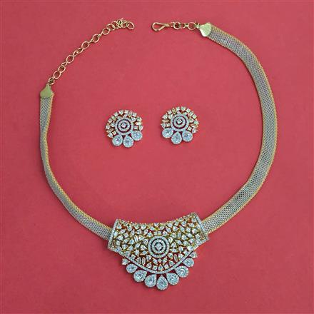 American Diamond Classic Pendant Set with Rhodium Plating 2 Tone Plating