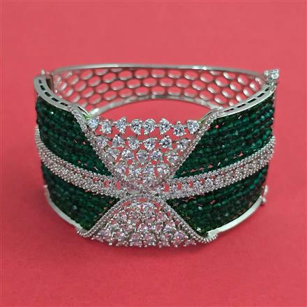 American Diamond Broad Kada with Rhodium Plating