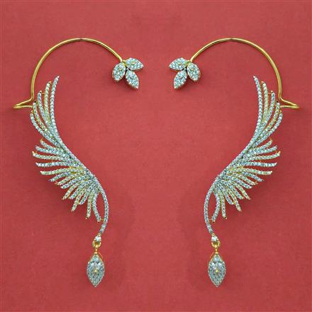 American Diamond Earcuff with Rhodium Plating 2 Tone Plating Mehndi Plating