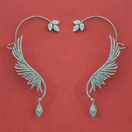 American Diamond Earcuff with Rhodium Plating 2 Tone Plating Mehndi Plating