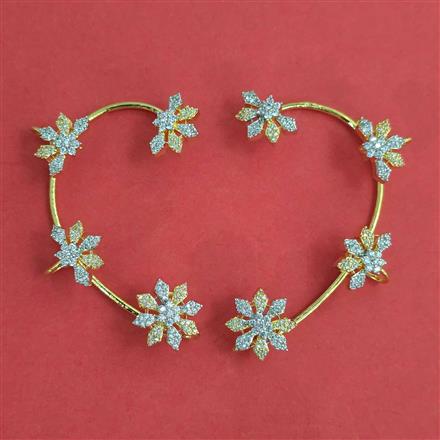 American Diamond Earcuff with Rhodium Plating 2 Tone Plating Mehndi Plating