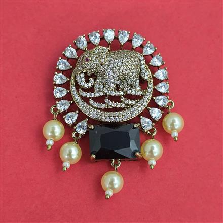 American Diamond Classic Brooch with Mehndi Plating