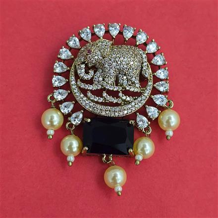 American Diamond Classic Brooch with Mehndi Plating