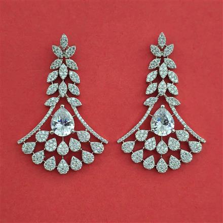 American Diamond Classic Earring with Rhodium Plating