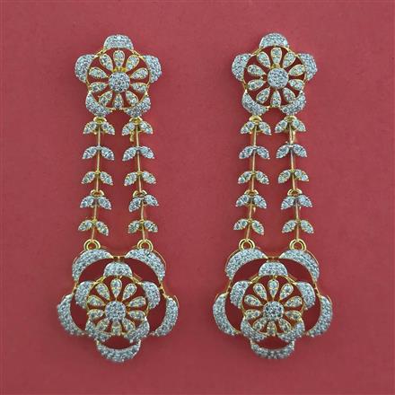 American Diamond Long Earring with 2 Tone Plating