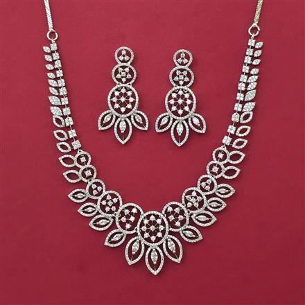 American Diamond Classic Necklace with Rhodium Plating