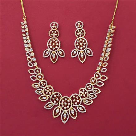 American Diamond Classic Necklace with 2 Tone Plating
