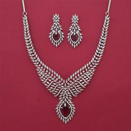 American Diamond Classic Necklace with Rhodium Plating