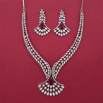 American Diamond Classic Necklace with Rhodium Plating