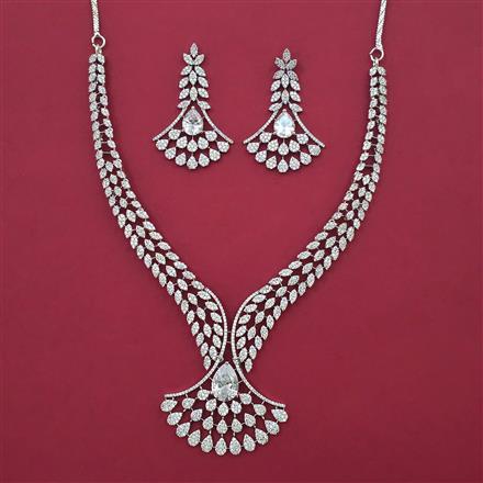 American Diamond Classic Necklace with Rhodium Plating