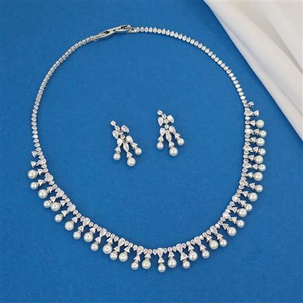 American Diamond Delicate Necklace With Gold Plating Rhodium Plating