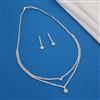 American Diamond Layered Necklace With Gold Plating Rhodium Plating